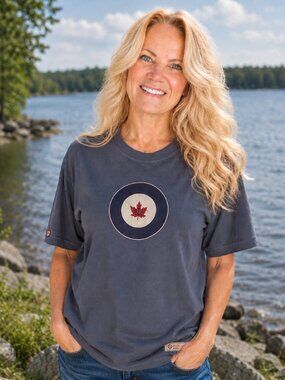 Unisex RCAF Roundel T-Shirt | Washed Blue | Made in Canada | Red Canoe